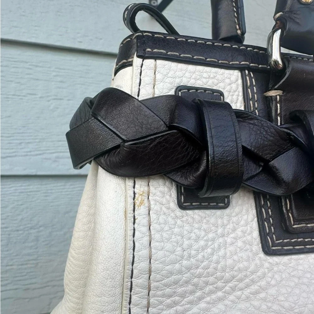 Coach Black and Cream Leather Satchel